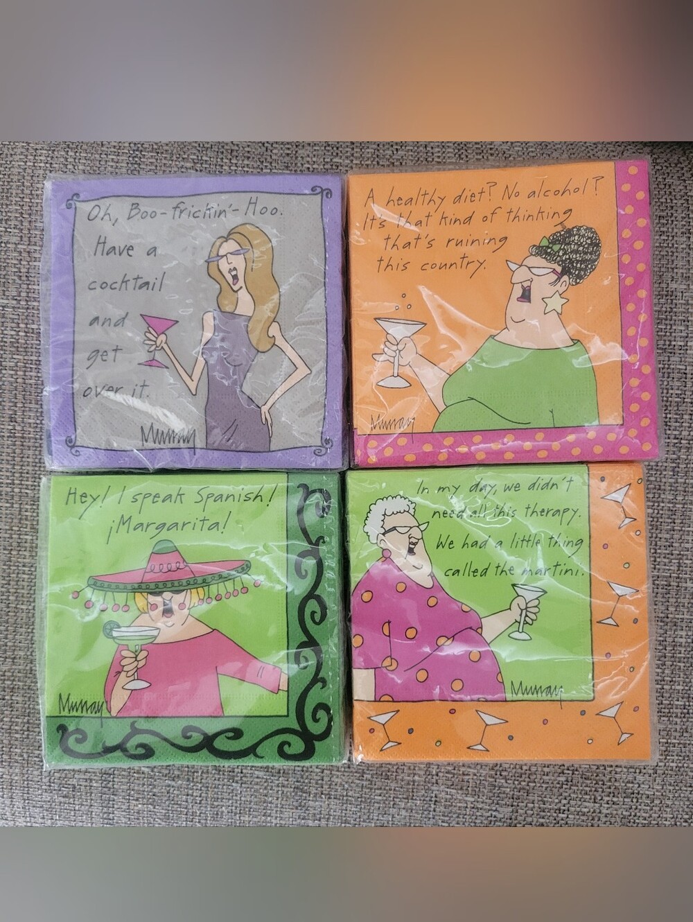 Humorous Funny  Cocktail Vintage  Paper Napkins - Colorful Mixed Set